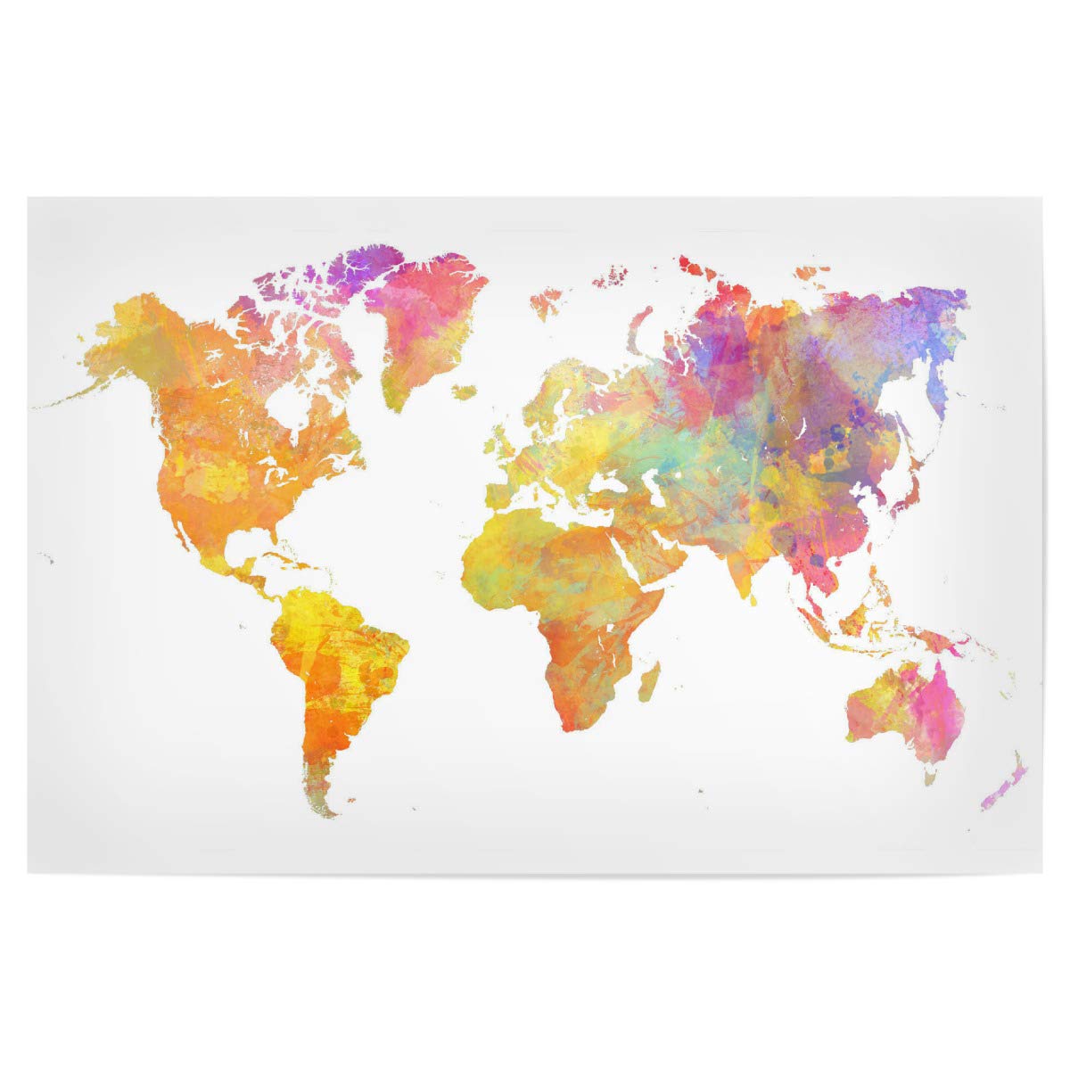 artboxONE Poster 120x80 cm Weltkarte Reise World map 29 pastel - Bild map of the world cartography colored map