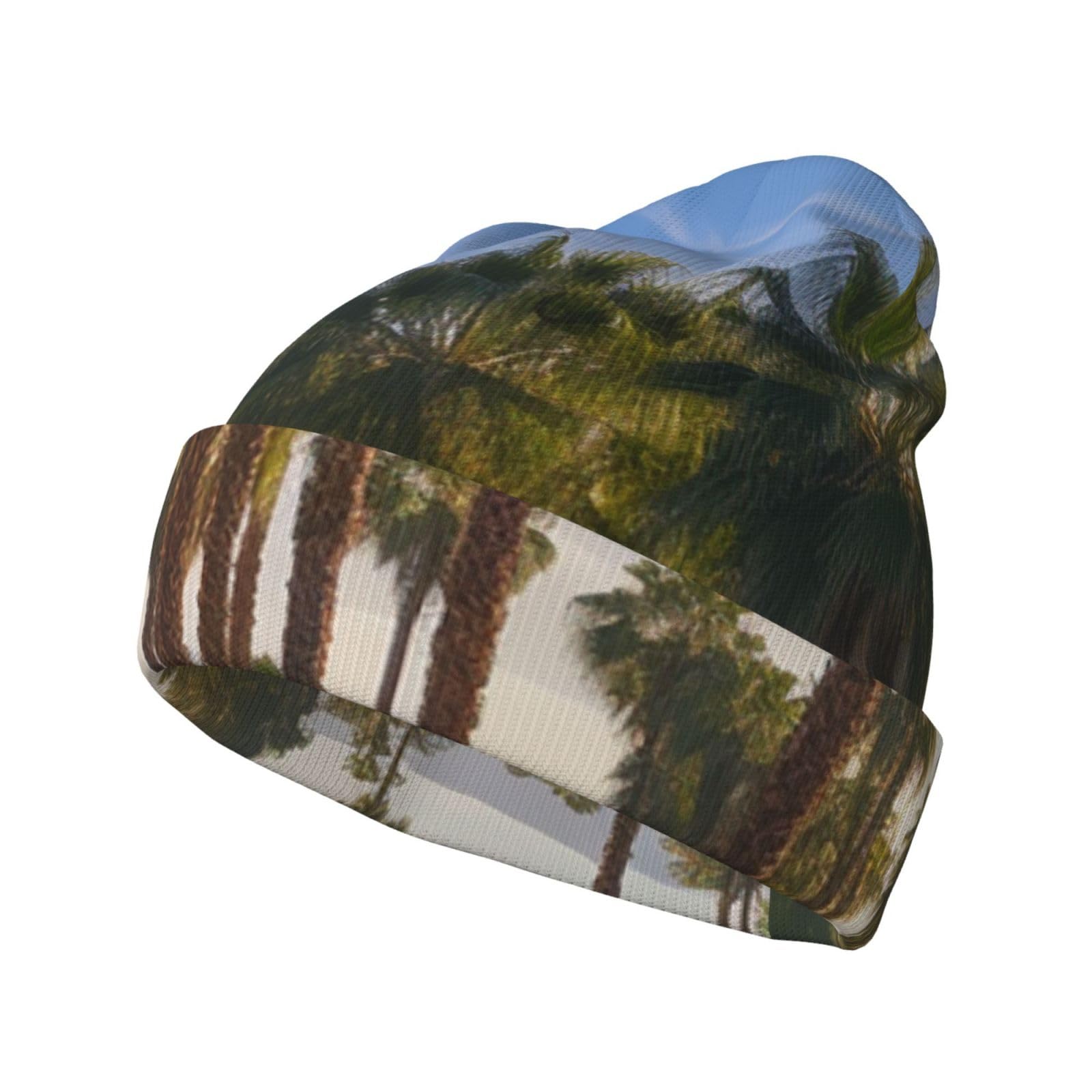 FZQVSLCM Palm Tree Golf Course Unisex Beanie Hats Slouchy Knitted Hats Soft Warm Winter Hats Cuffed Skull Cap Ski Hats Black
