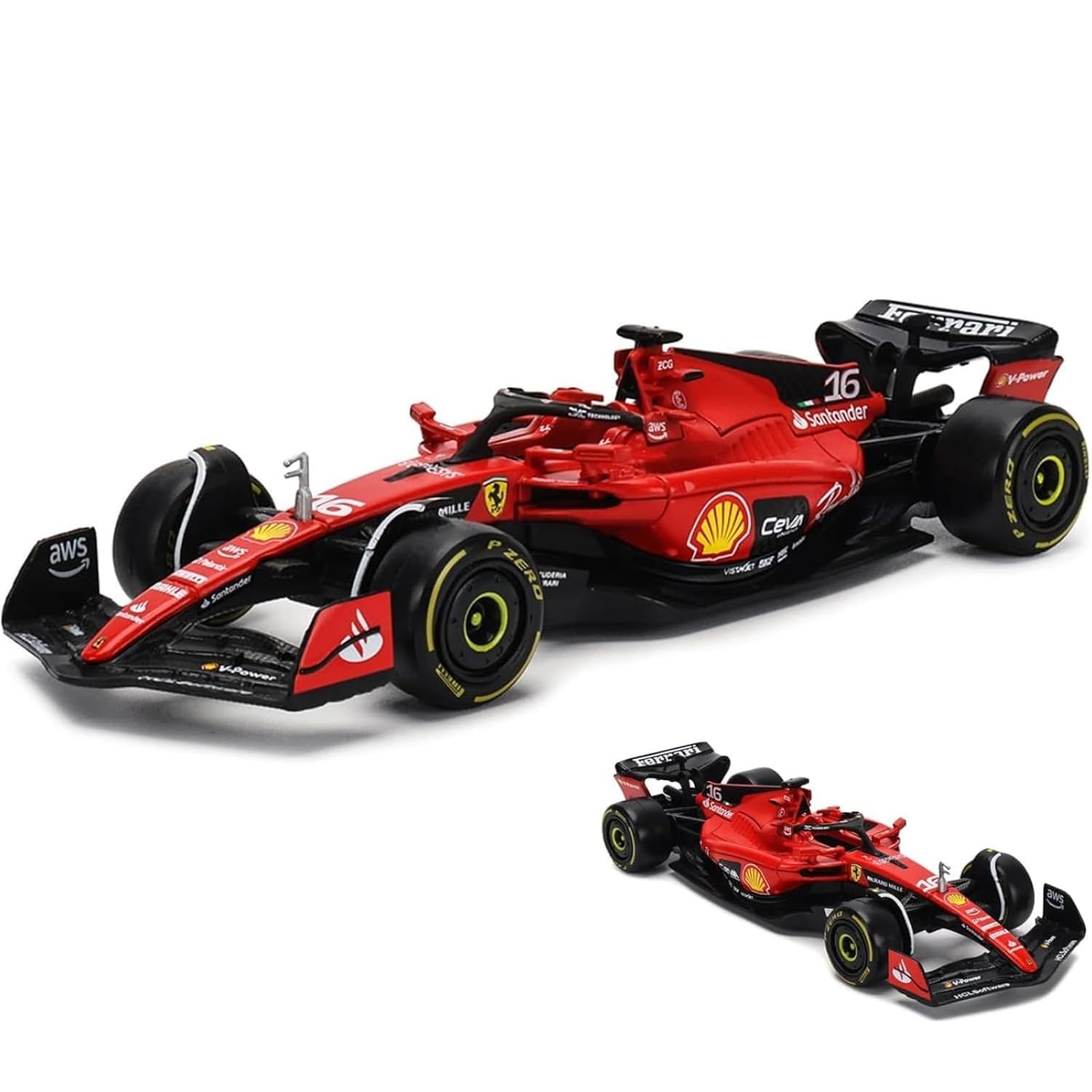 Ferrari F1 Car Model, Bburago 1/43 - SF23 Alloy Racing Car Toy, Scuderia Ferrari 1:43 SF23 Leclerc Signature Die Cast Adults Display Ornaments Collection, Red