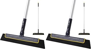 Yocada Floor Squeegee Broom EVA Foam Blade Aluminum Pole (Pack of 2)