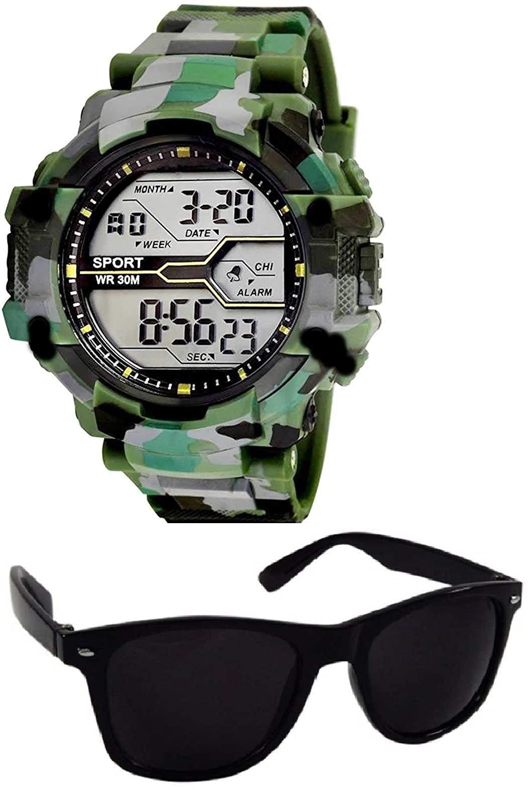 SELLORIA Brand A Army Shockproof Waterproof Digital Sports Black Sunglass with Watch for Mens Kids Sports Watch Boys - Military Army Watch for Men (B09D3XJ5V4) Amazon Price History, Amazon Price Tracker