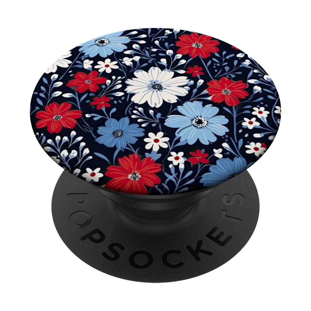 Cute Colorful Red Daisy Margarita Flower Floral White Base PopSockets Swappable PopGrip