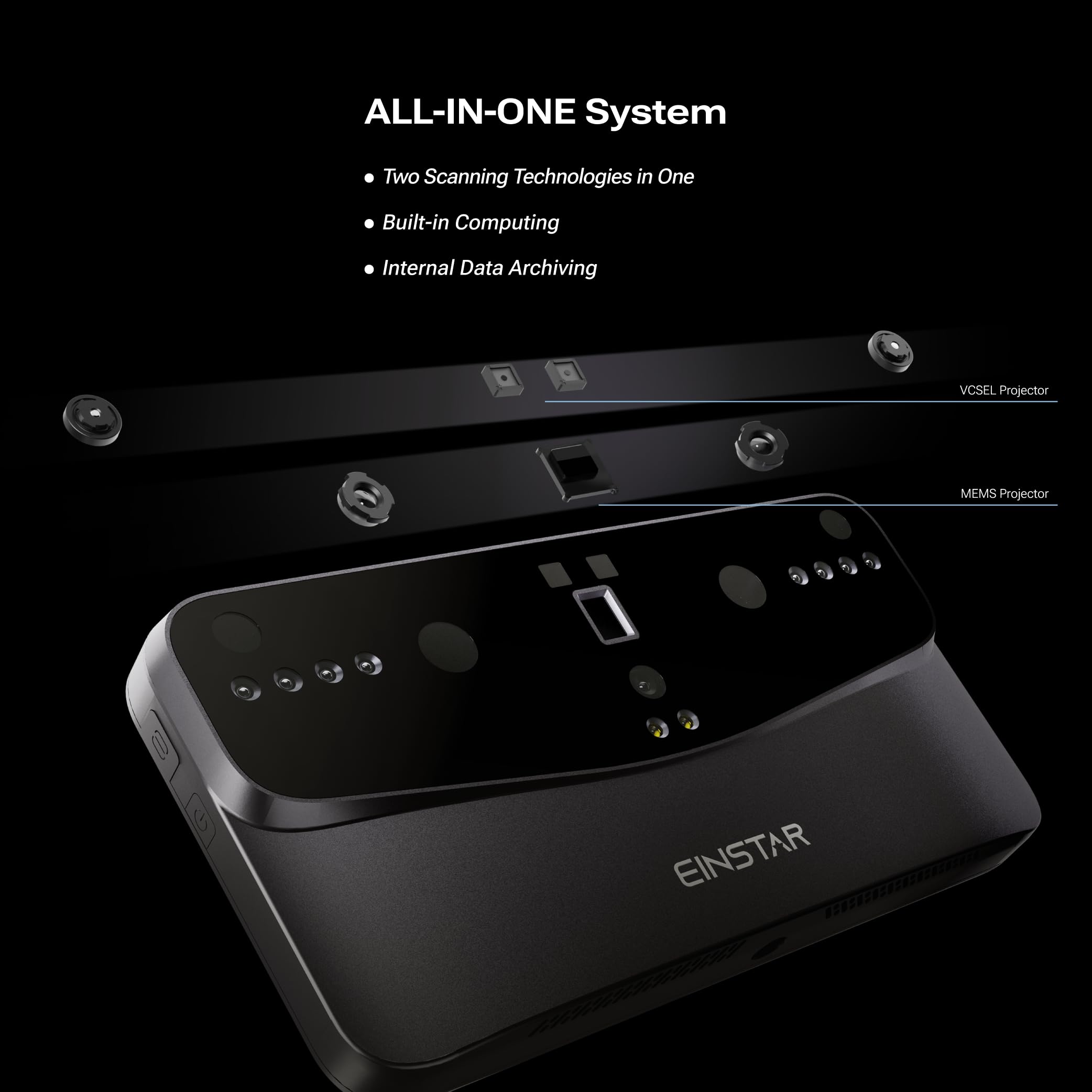SHINING 3D EINSTAR VEGA Kabelloser 3D-Scanner, All-in-One Handgerät, Duale Technologie für kleine bis große Objekte, 48MP Farbe, Kompatibel mit Win/Mac, 32 GB