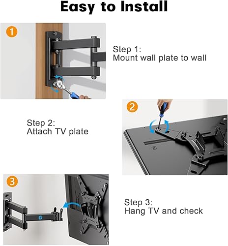 Miniatura 6 de OSAGIE Soporte giratorio de pared para TV de movimiento completo con brazo articulado para LED de 14 a 55 pulgadas, LCD plana curvada Smart TVs.