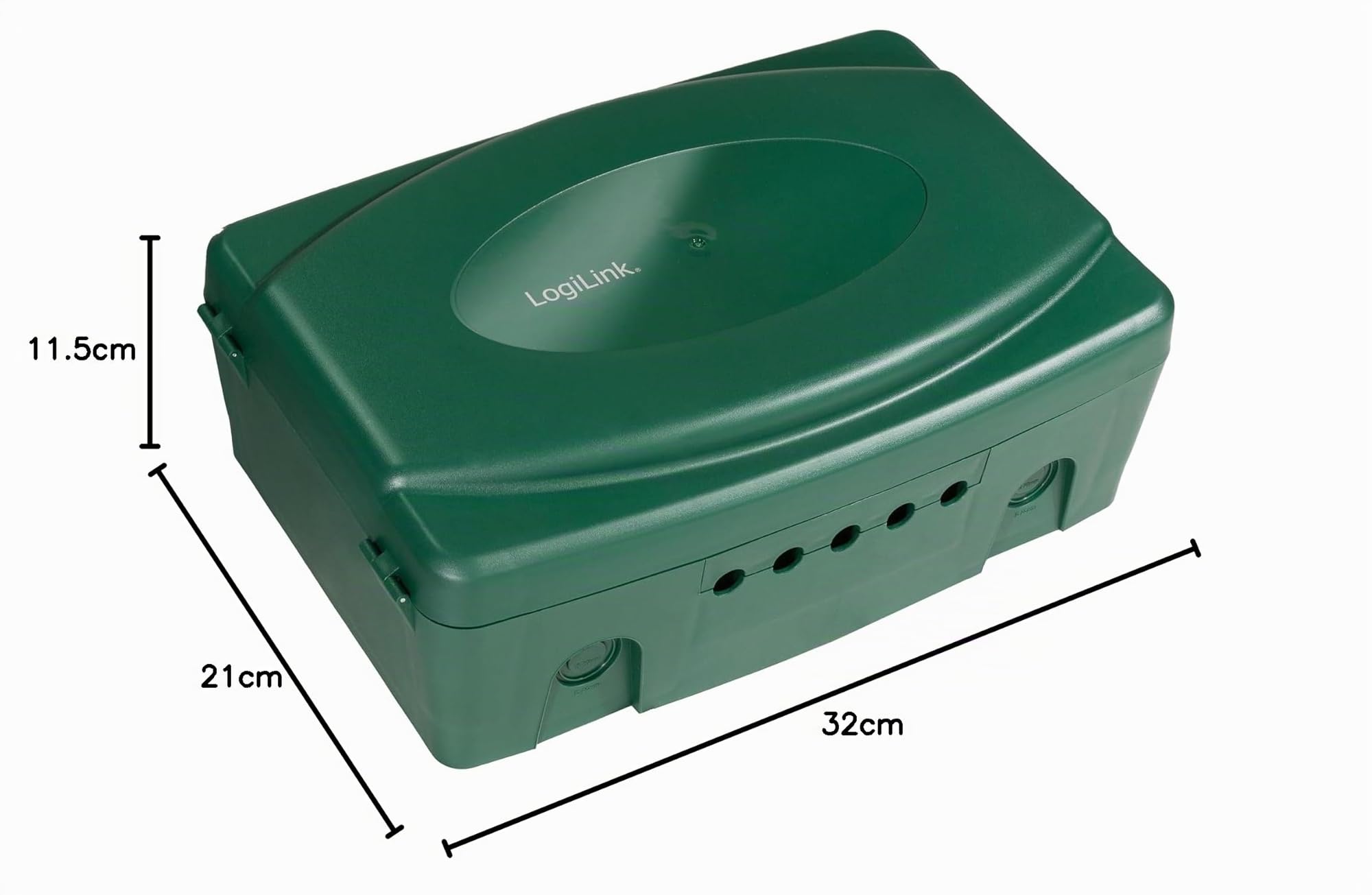 Logilink - Caja electrónica Resistente a la Intemperie para Uso en Exteriores en Verde con protección contra el Polvo y Salpicaduras (IP54), 32 x 21 x 11,5 cm