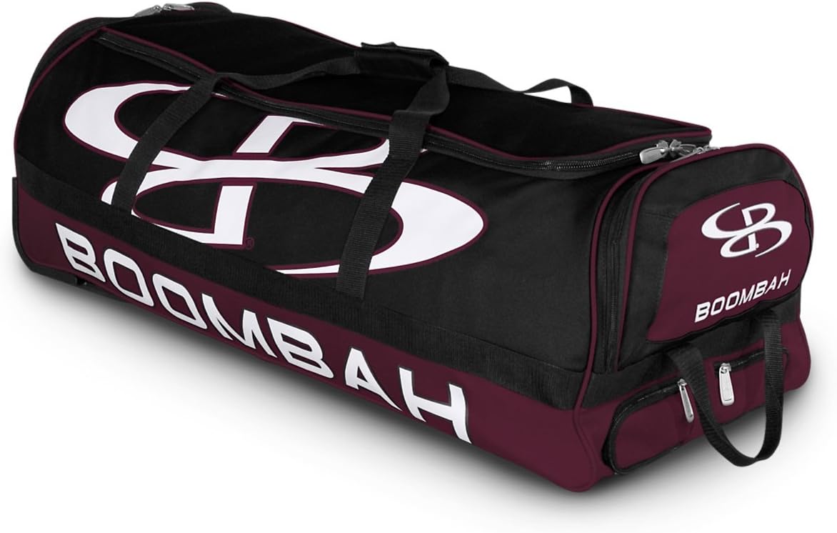 Boombah Brute Rolling Baseball/Softball Bat Bag - 35" x 15" x 12-1/2" - Holds 4 Bats and Room for Gear - Wheeled Bag