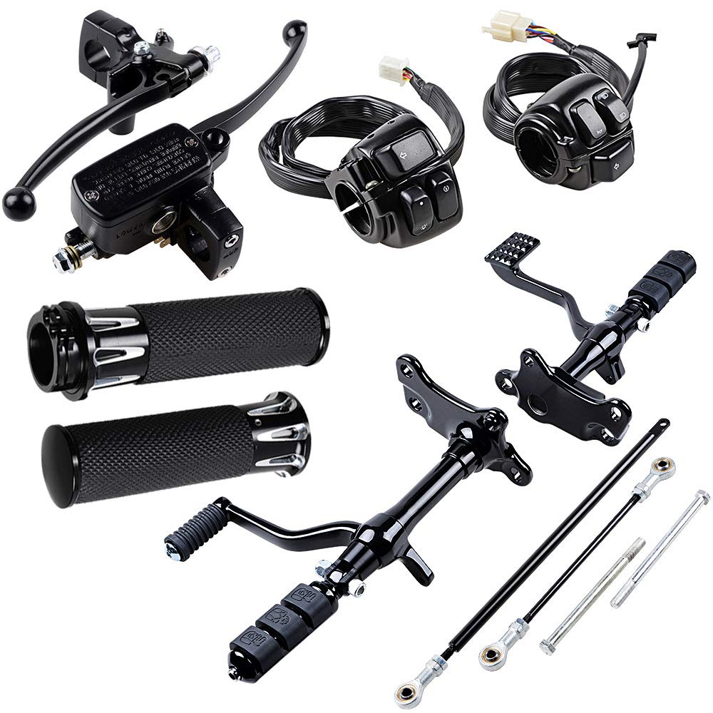 1" Hand Grips Handlebar Control Switch Clutch Lever Hydraulic Brake Master Cylinder Forward Controls Peg Levers Linkage Kits Compatible with 1996-2003