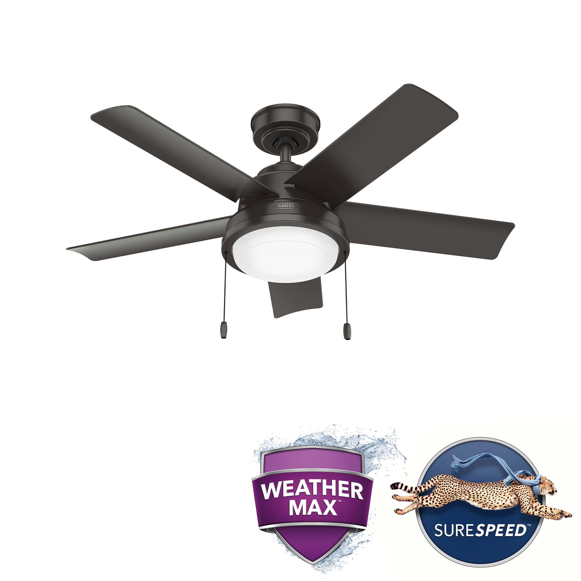 Hunter 44 inch Outdoor or Indoor Ceiling Fan with LED Light and