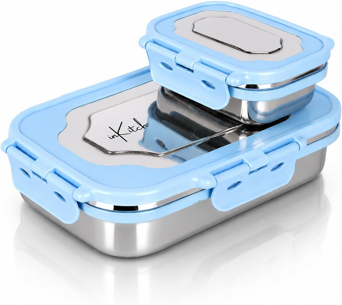 Insulated Stainless Steel Lunch Box Combo Set 800ml with Airtight Leak-Proof Clip Lock Lid, Durable
