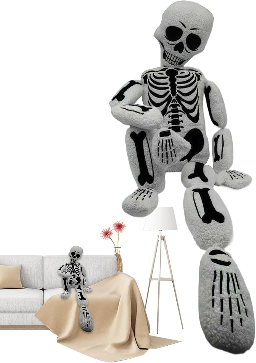 ベッド用 全身スケルトン 枕, ハロウィン 全身スケルトン クッション, 詰め替えプラッシュゴシックシーンプロップ リビング 寝室 ハロウィーン  フルスケルトン クッション,全身 スケルトン デコレーション クッション | 詰め替えプラッシュゴシックシーンプロップ ... ハロウィーン フルスケルトン クッション,人間全身骸骨形ホラークッション - 詰め替えプラッシュゴシックシーンプロップ リビング 寝
