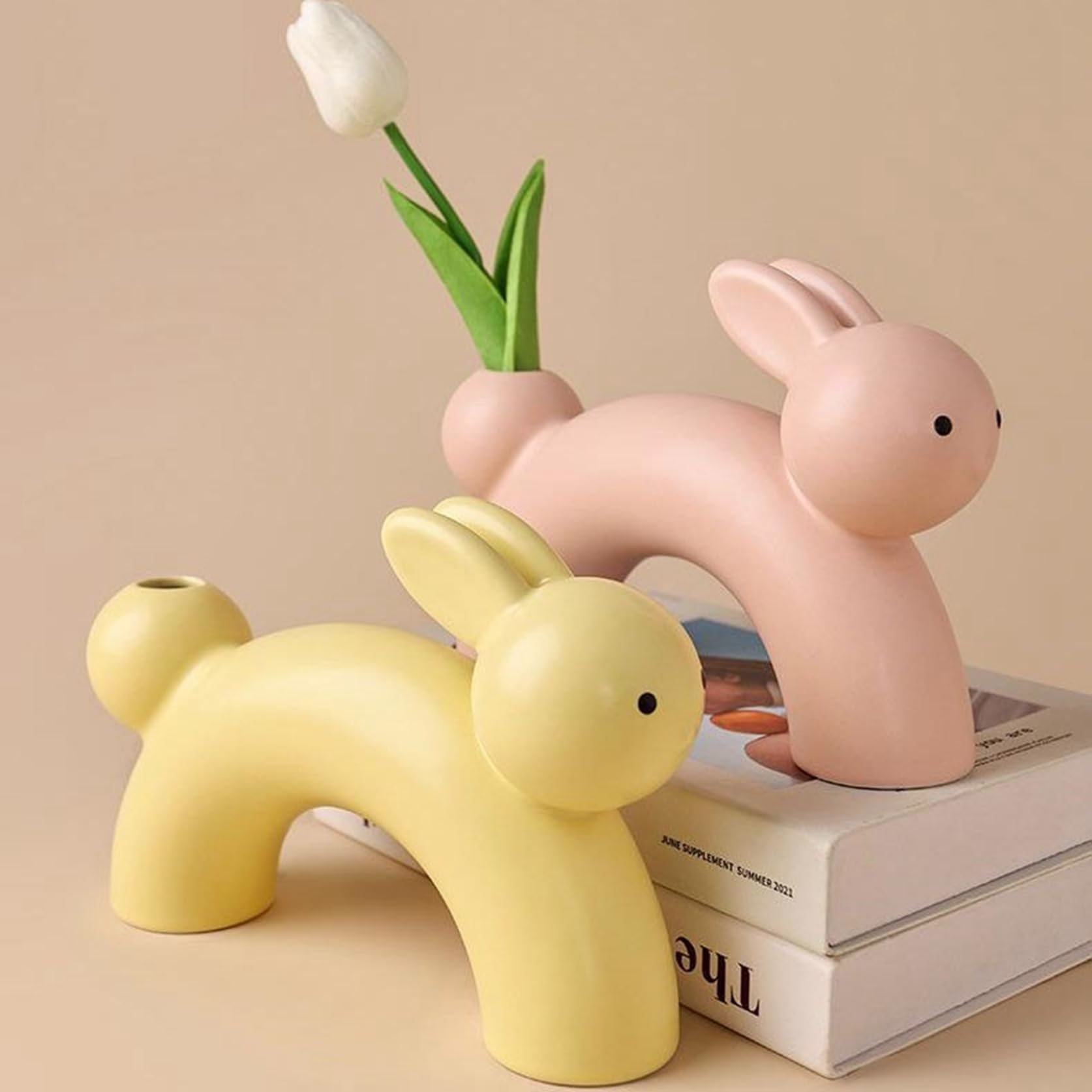 Amazon.co.jp: フラワーベース うさぎ形 花器 セラミック 花瓶 兎 