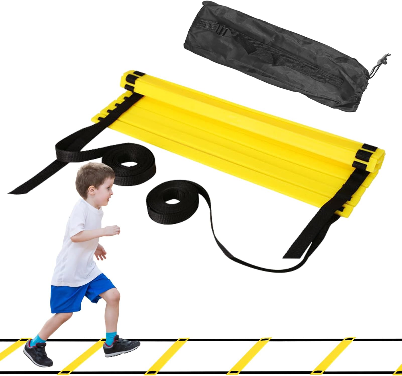Training Ladder - 15x10ft Agility Exercise Tool, Speed Footwork Ladders, Balance Coordination Fitness, Workout Drill Gear for Adults Children Athletes, Outdoor | Playing Field Equipment with Sport Pe