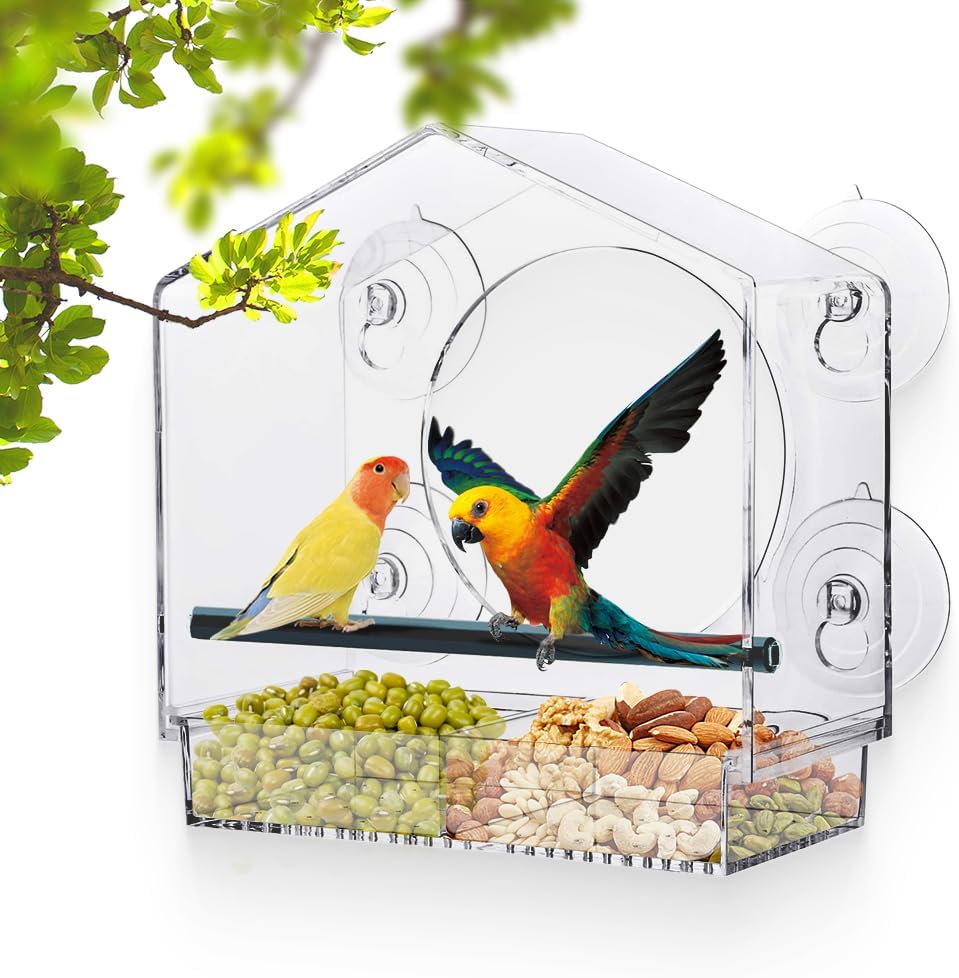 Fenster Vogelfutterhaus Mit Saugnäpfen - Transparentes Vogelhaus Für Wildvögel