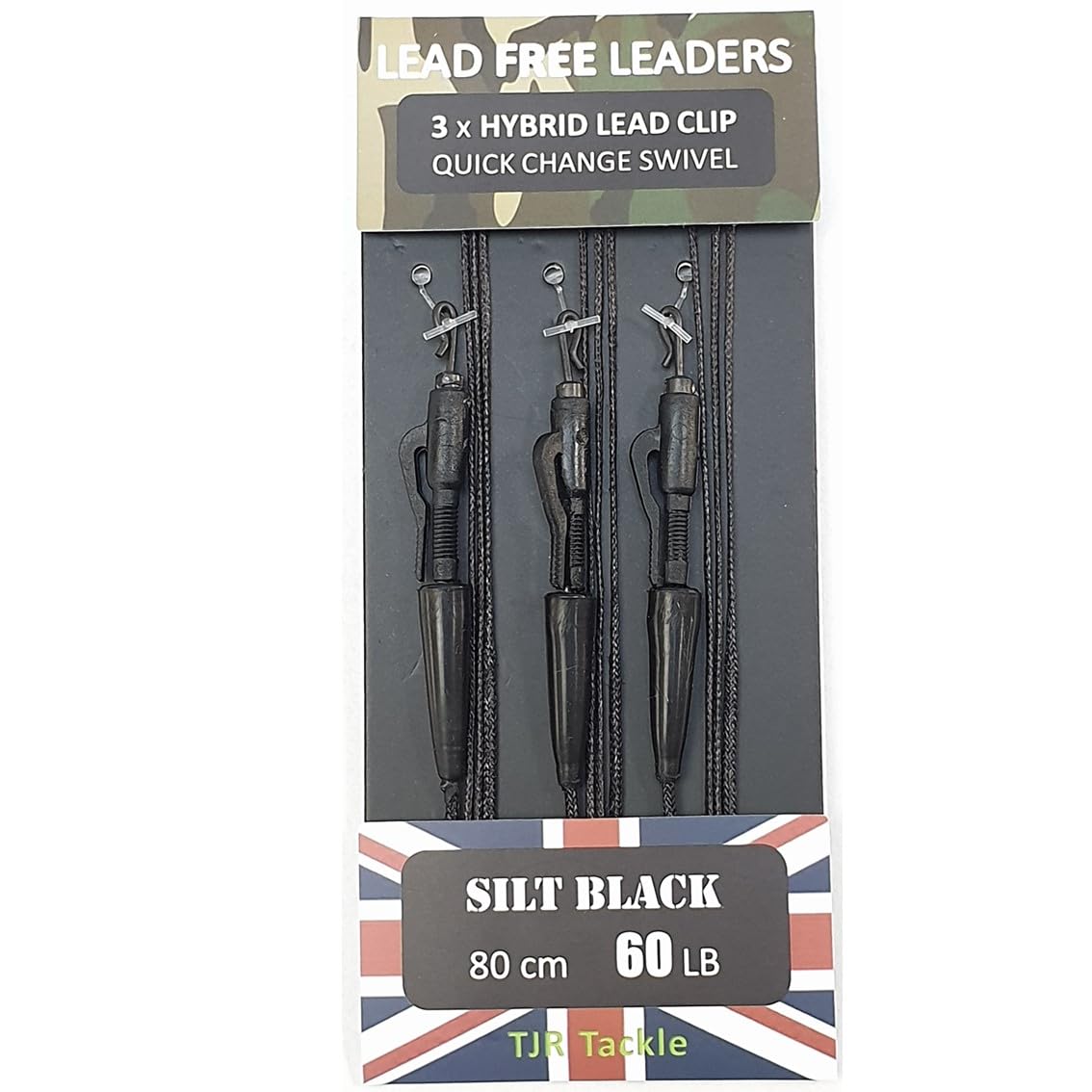 TJR Tackle Carp Leaders Hybrid QC Swivels Safety Clips Ready Tied 3 per pack