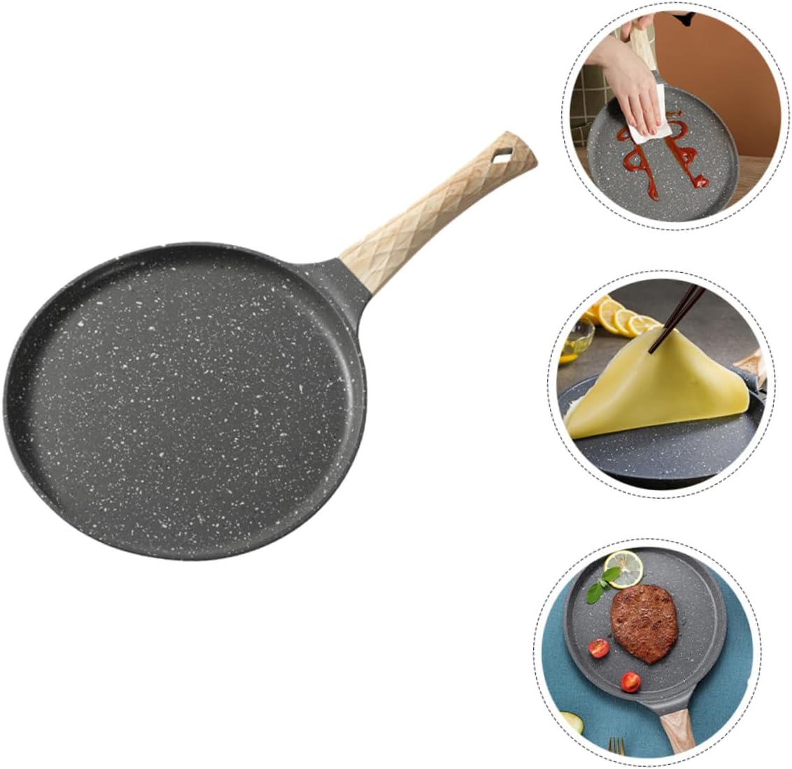 Aluminum Alloy 24cm Nonstick Crepe Pan and Tortilla Frying Pan for Pancakes and Eggs, Small Skillet for Breakfast Cooking, Sturdy Surface without Coating