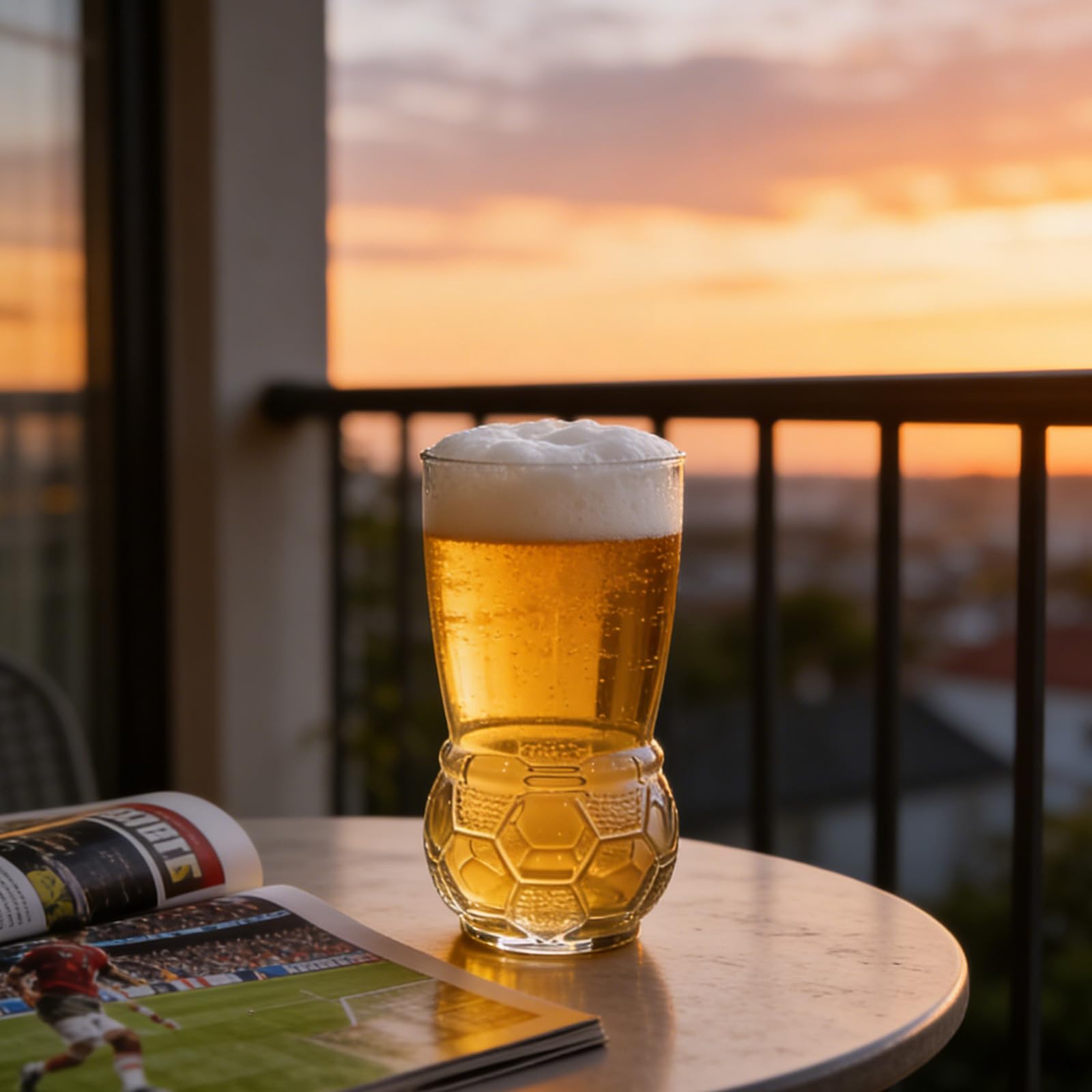 Generisch 6er Pack Glas Bierkrüge mit Fußball Thema, 450 ml, perfekt für Sportfans und Partys, als Trinkgeschirr Anschauen von Spielen