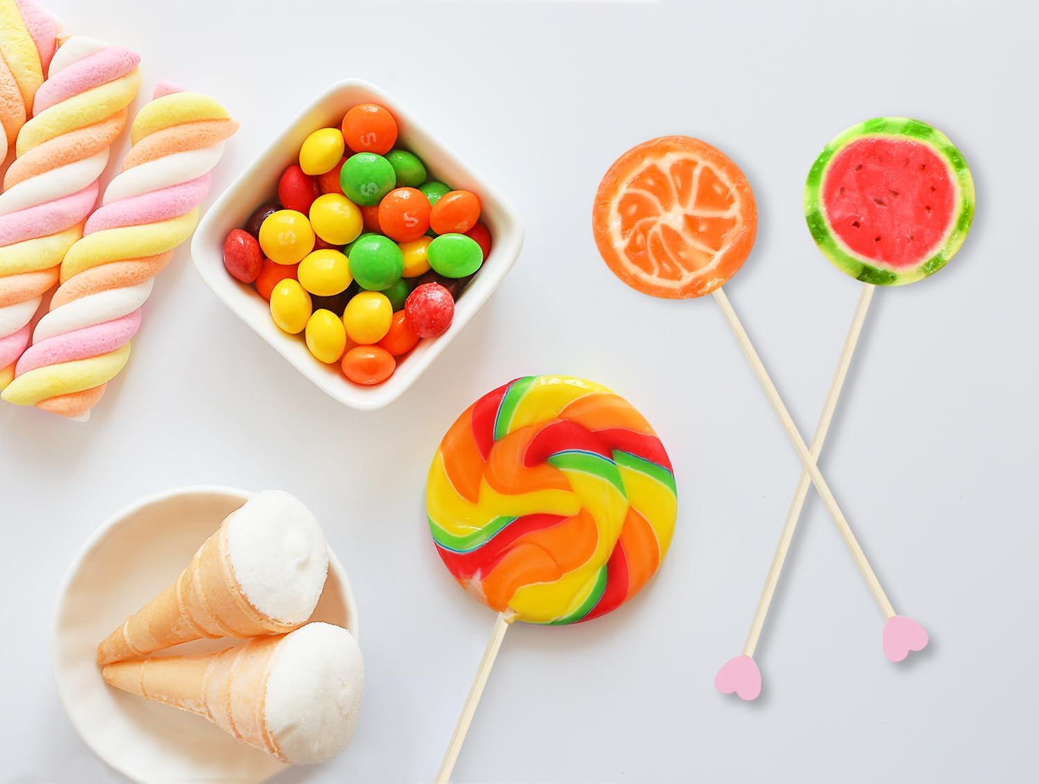 Rock Candy Sticks with Heart Penta Angel 50Pcs 6Inch Wooden Cake Pop Treat Sucker Swizzle Stirrer Sticks for Christmas Birthday Party Chocolate Cake Topper Decoration (Pink, 15cm)