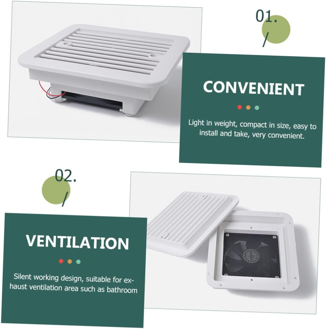 12v 8-inch Rv Exhaust Fan with Blades, Quiet Bathroom Ventilation Fan for Camper Roof Vent, Replacement Part for Rv Air Exhaust and Shower Ventilation