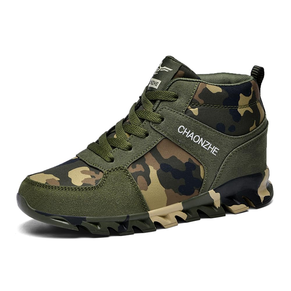 Elevator Shoes for Women Camouflage Female Running Footwear Casual Sneakers Sport Woman Lady Camo Leisure High Shoe 6cm Outdoor Climbing Hiking Girl Hidden heel Canvas Sneakers Army green (Army Green, Adult, Men, 9.5, Numeric, US Footwear Size System, Medium)