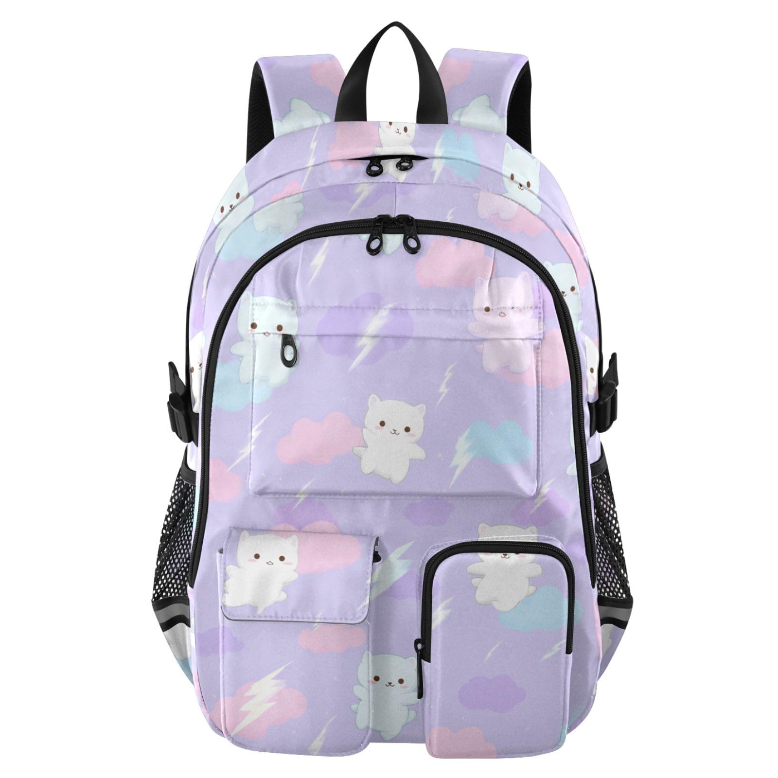 Mochila escolar morado pastel con compartimento de laptop 8