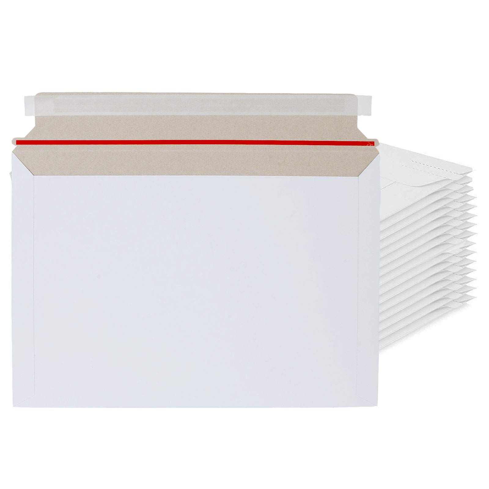 50 Pack 14 x 11 inches Security Self-Seal Envelopes Blank Stay Flat Photo Document Cardboard Envelopes Mailers Large White Chipboard Mailers