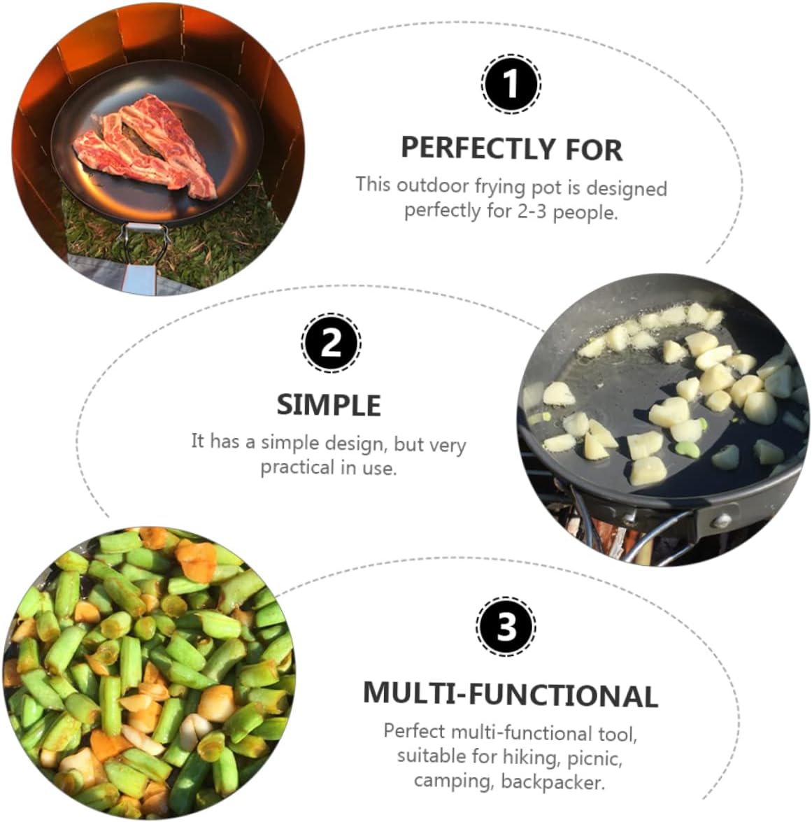 Abaodam Portable Non-Stick Frying Pan for 2-3 People Ultralight Camping Cookware Outdoor Cooking Pot Folding Handle for Hiking and Picnics