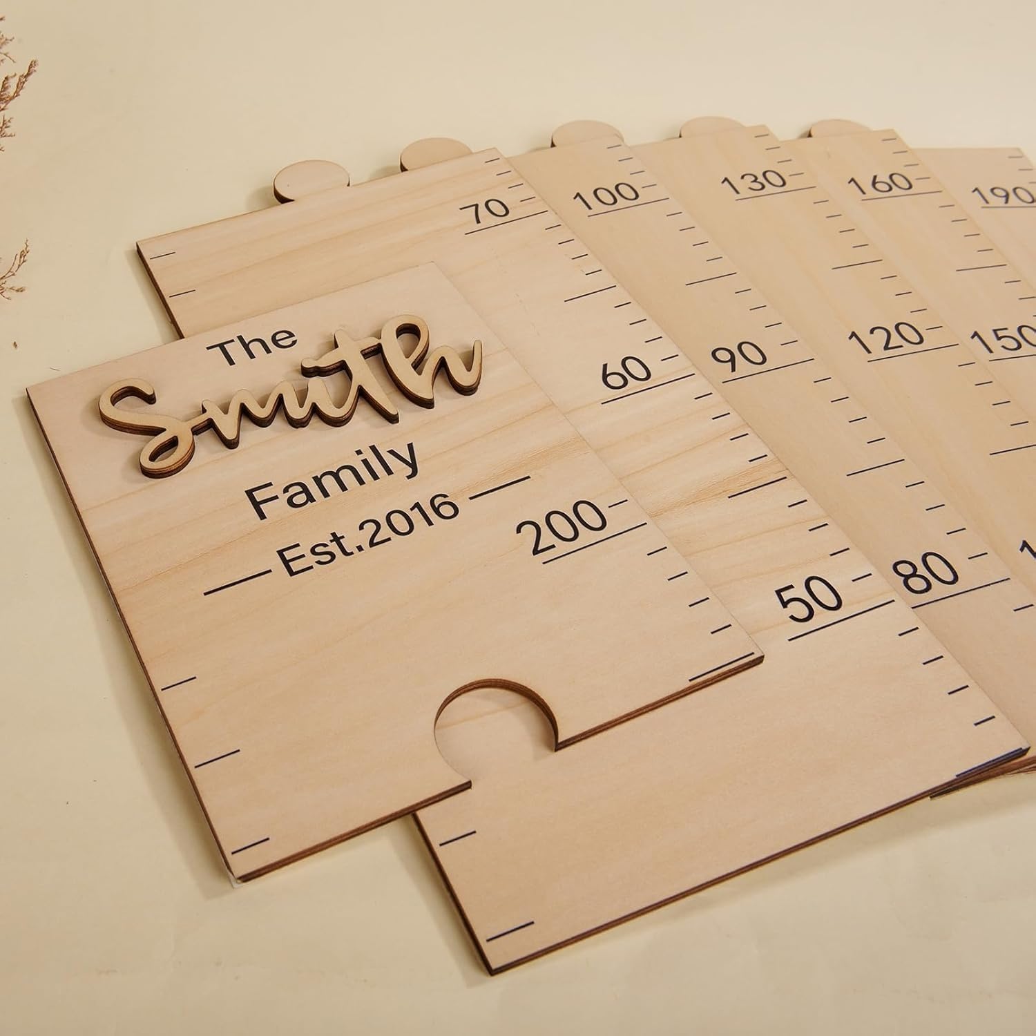 Personalized Wooden Growth Chart Ruler for Kids – Custom Family Name Height Charts Wall Decor Baby to Adult Measuring Board Nursery & Kids Room Keepsake Gift
