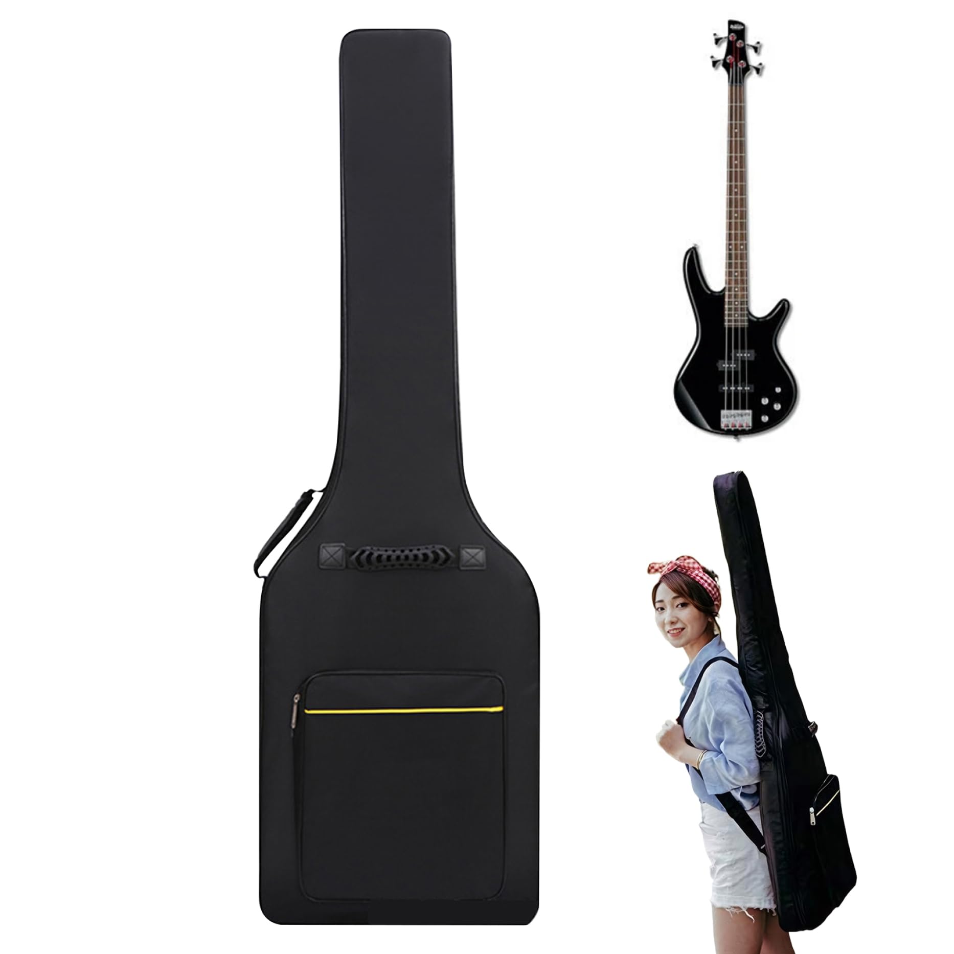 Borsa per basso elettrico Custodia per basso portatile con doppia tracolla e imbottitura morbida e spessa