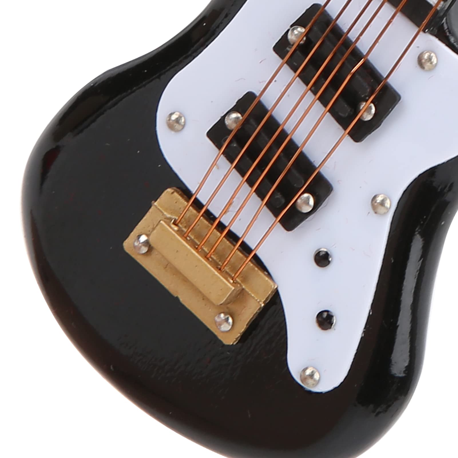 Chitarra in Miniatura Replica Mini Chitarra Elettrica in Legno Modello Delicato Ornamento per Chitarra Figurina di Strumento Musicale Bello con Espositore e Scatola di Immagazzinaggio 12*4*1.5cm