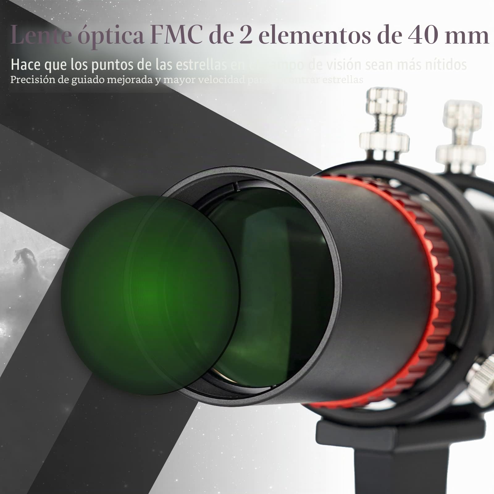 Svbony SV165 Mini Anteojo Guía 40F4, 1.25 Pulgadas FMC Recubrimiento con Enfoque Helicoidal Coaxial Alineación Ajustable, Aleación de Aluminio, Compatible con ZWO QHY Auto Guía Finde Cámara