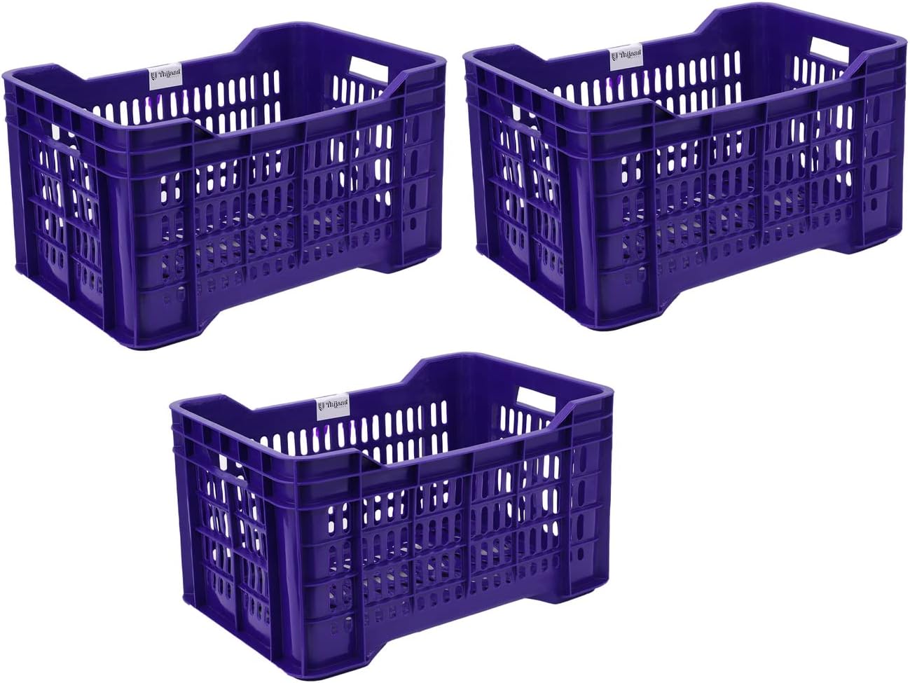 Thijaari Big Plastic Heavy Duty Multipurpose Crate 3 Piece (542 x 360 x 300 mm Royel Blue