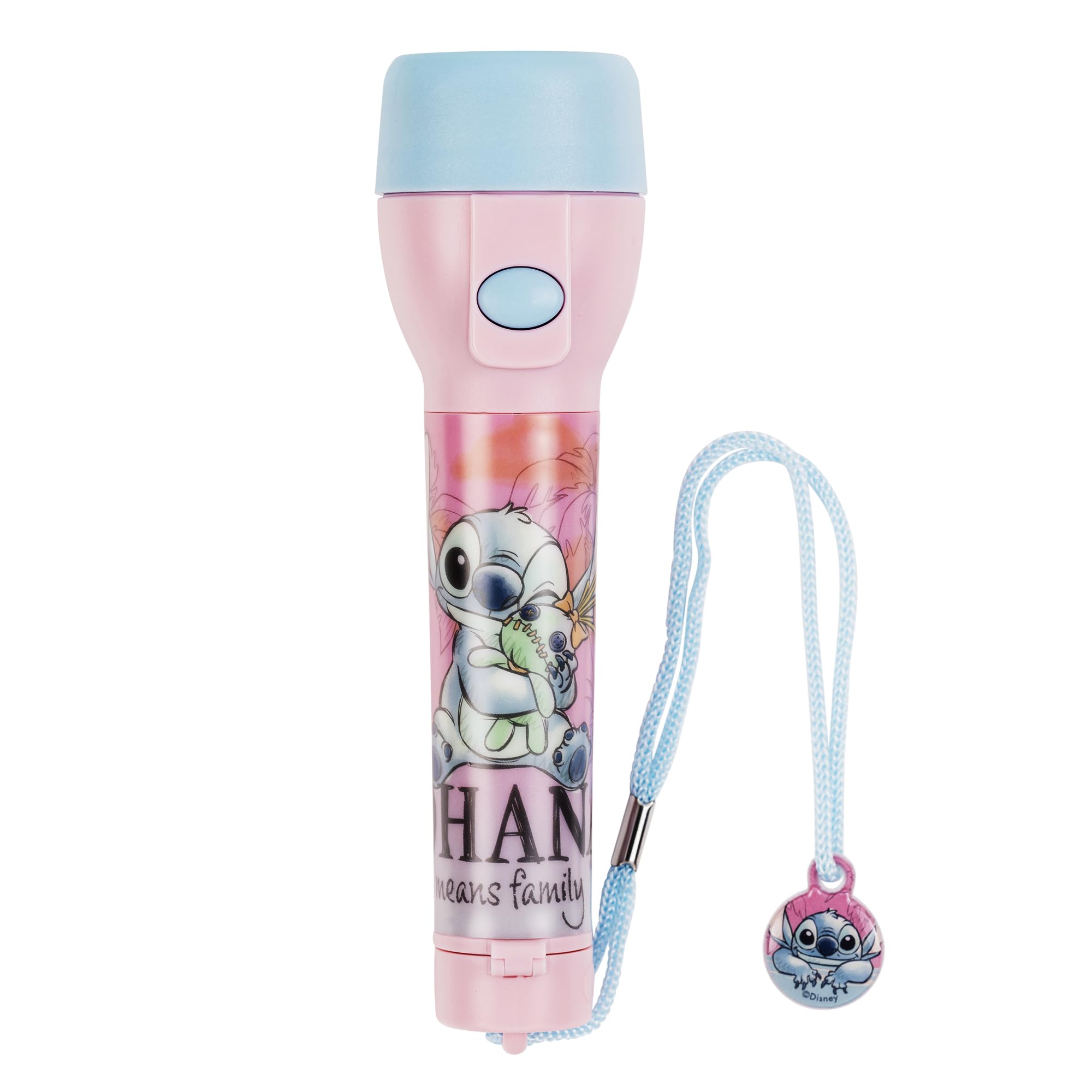 Disney Stitch Kids Big LED Torch 16cm Plastic Non-Slip Flashlight for Outdoor Adventures, Camping, Hiking and Emergency Use