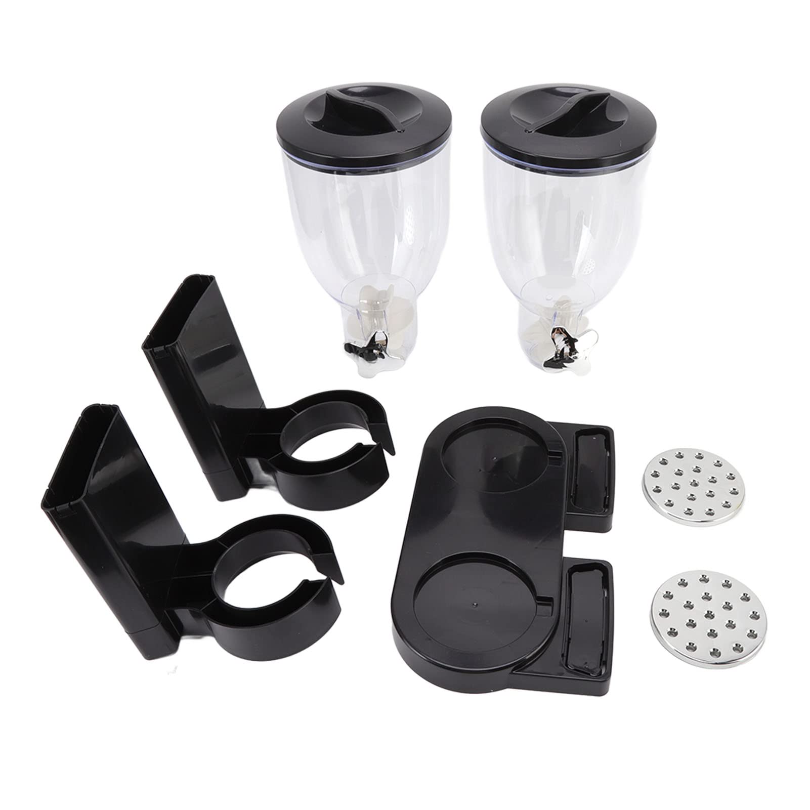 Eujgoov Dispenser per Cereali, Doppio Contenitore in ABS, 7 Litri, Organizer per Alimenti Secchi con Coperchi Ermetici, Erogazione Controllata, Montaggio a Parete, da Banco, per Pasta di Riso, (BLACK)