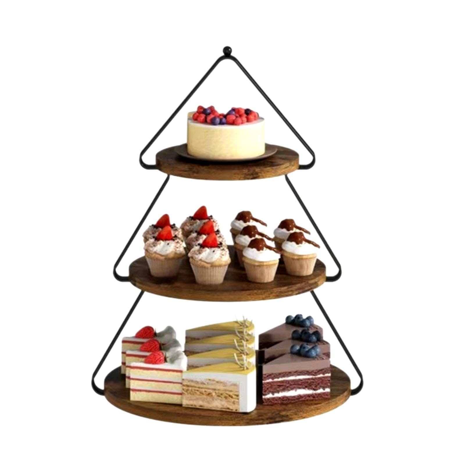 Porta cupcake compatto in legno con vassoi intercambiabili, progettato per una facile conservazione e trasporto espositore da forno
