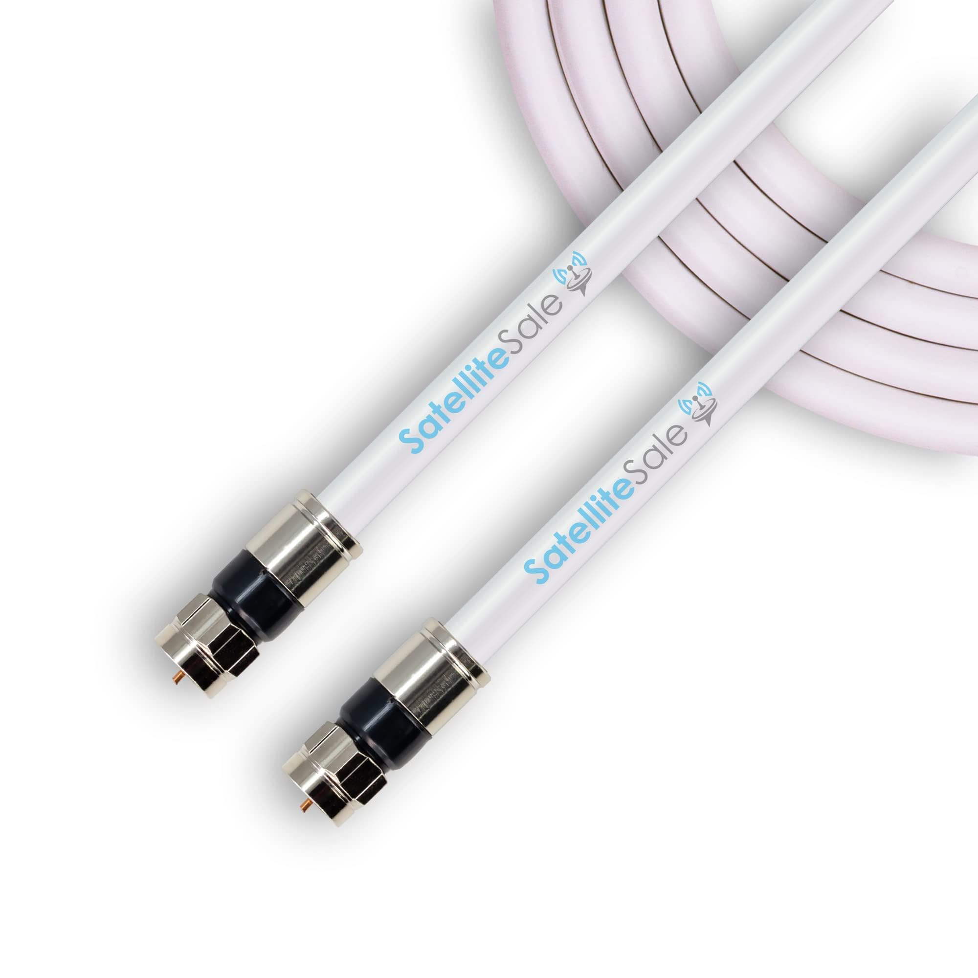 SatelliteSale Digitales 75 Ohm RG-6/U Koaxialkabel mit F-Stecker, für Innen- und Außenbereich, universelles Kabel, Weiß, 61 m