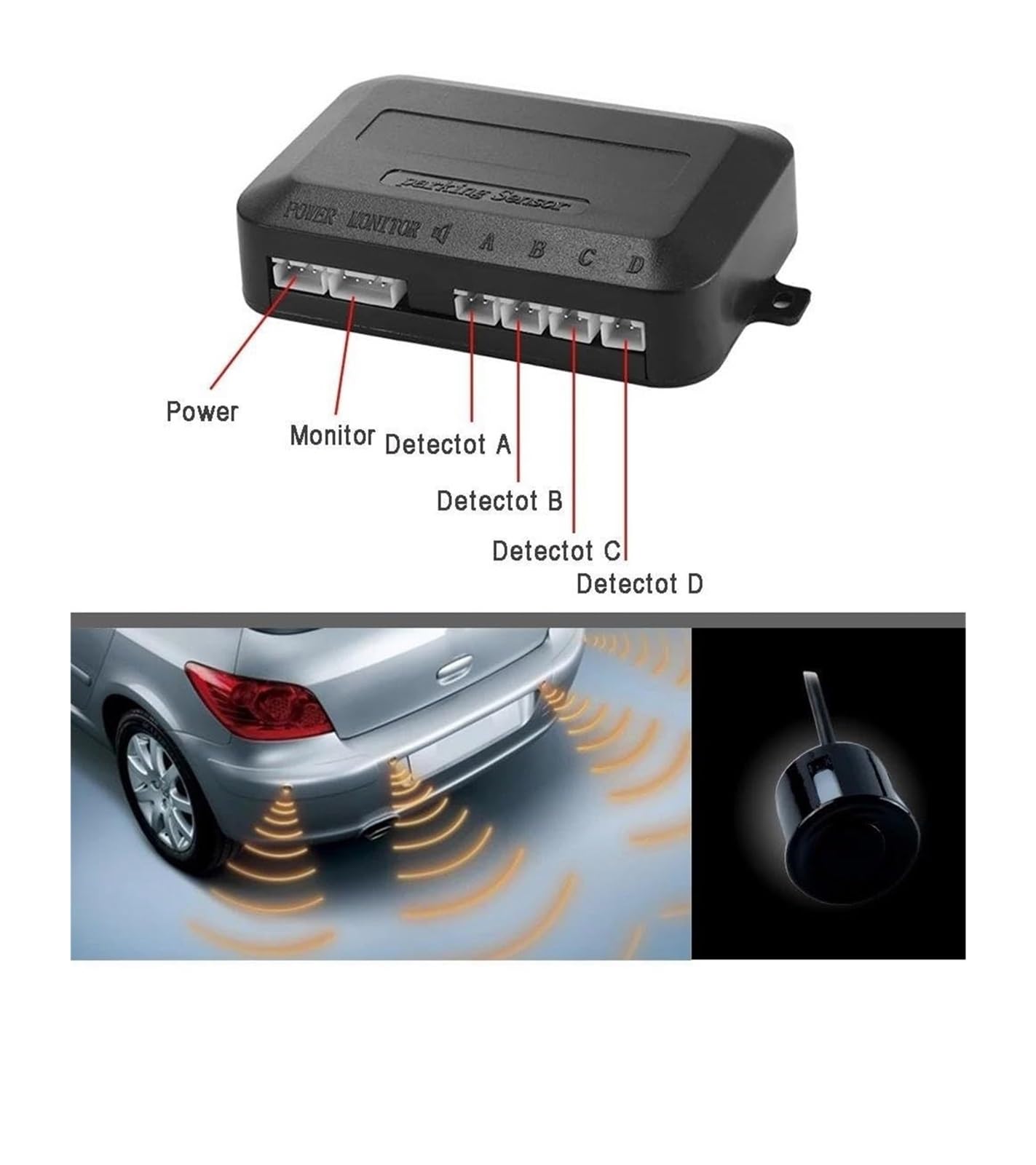 Sensores Radar Marcha Atrás para Coche,Asistencia Aparcamiento Monitor Detector con Pantalla Sonido Advertencia 4 Sensor De Aparcami(Plata)