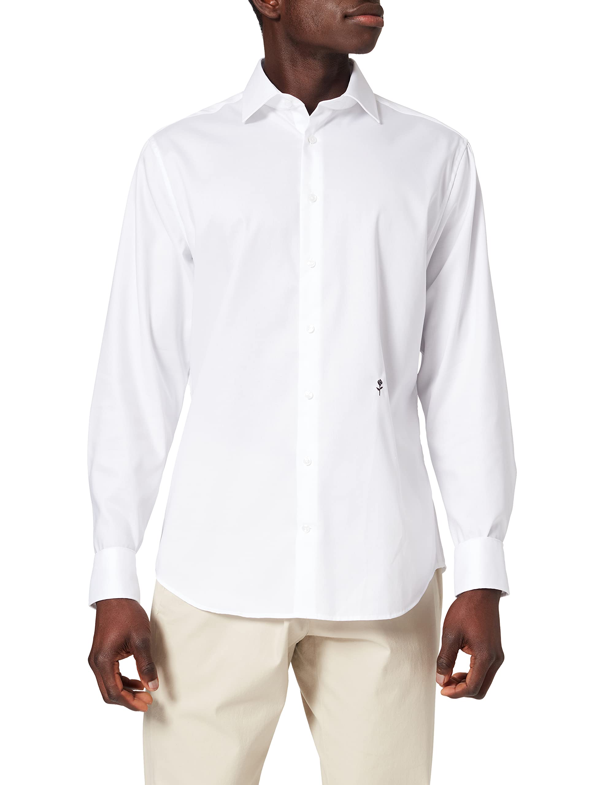 Silk Sticker Tailored 1/1 Arm Men's Shirt Non-Iron Plain, Uniähnlich City Collar Shirt Suit Cuff Adjustable