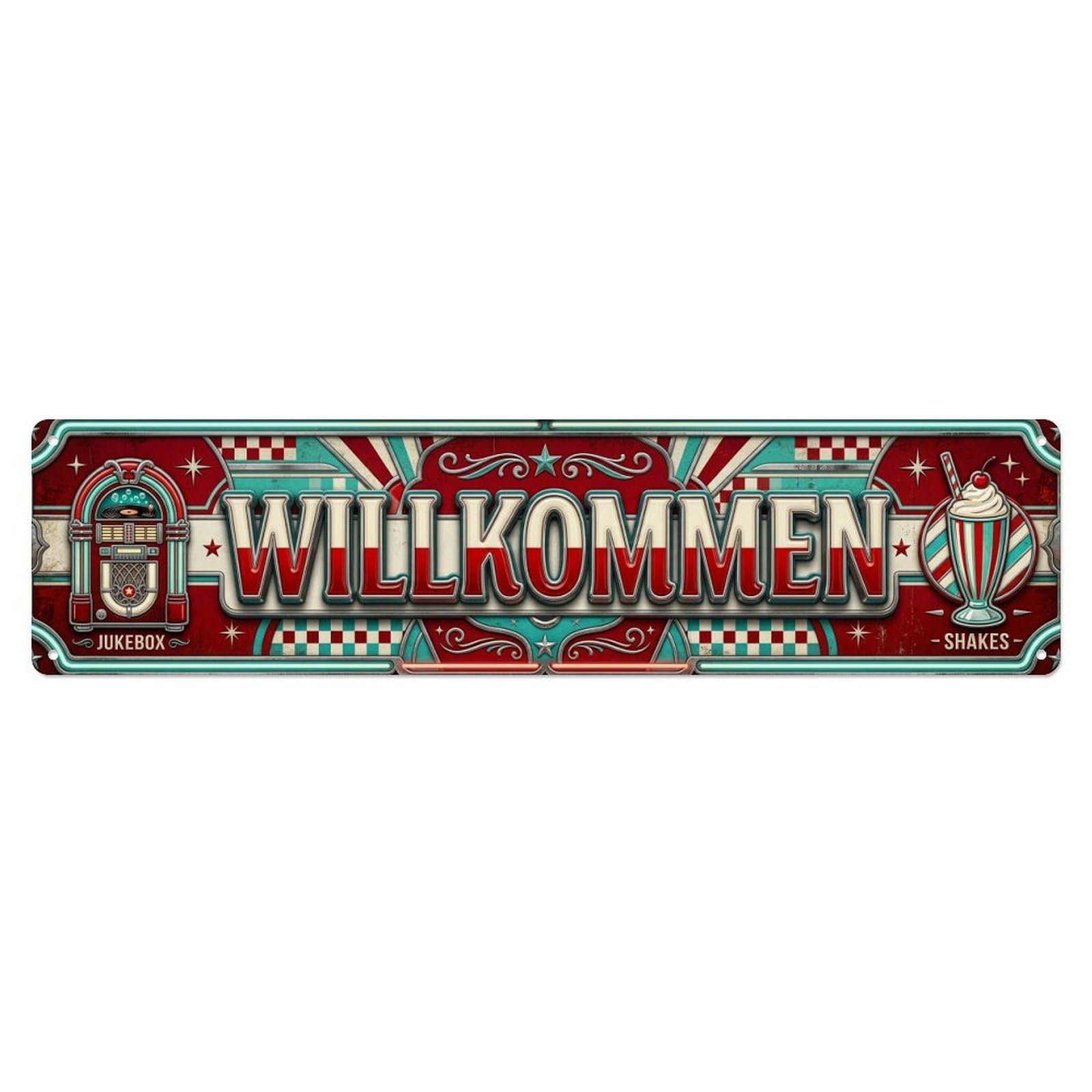 Retro Vintage Diner Americana Welcome Metal Tin Sign