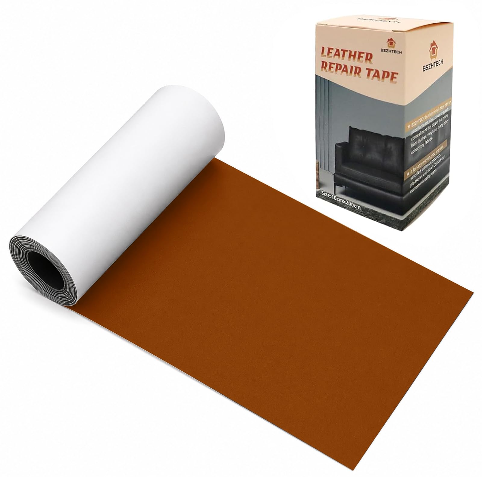 BSZHTECH Leather Repair Tape, Self-Adhesive Leather Repair Patch for Couch Furniture Sofas Car Seats, Advanced PU Vinyl Leather Repair Kit(Brown, 3.9