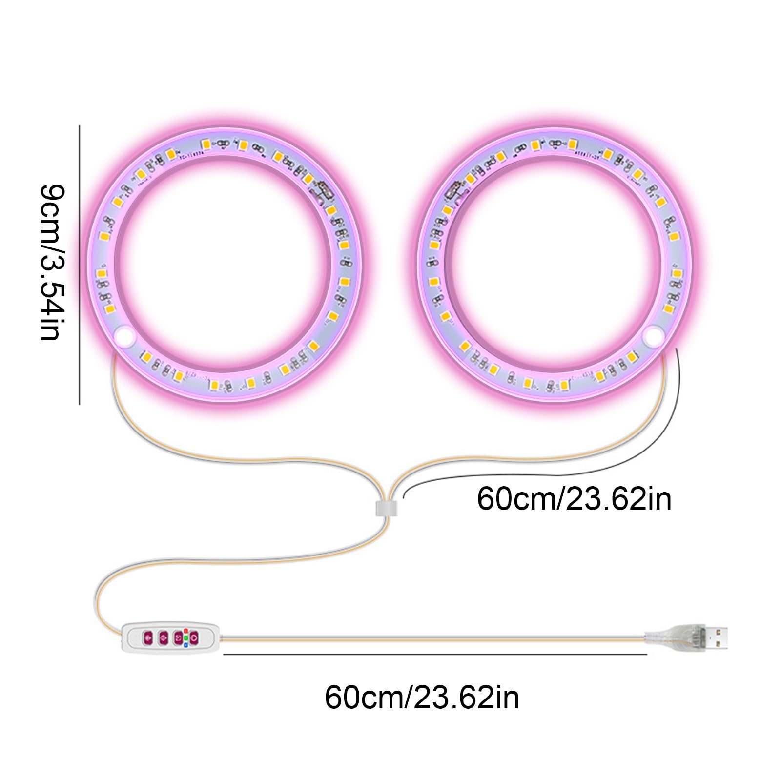 Luces LED de cultivo para plantas de interior, lámpara de cultivo de plántulas de interior de ahorro de energía, temporizador inteligente con 5 niveles de brillo, diseño de 2 cabezales para uso debajo
