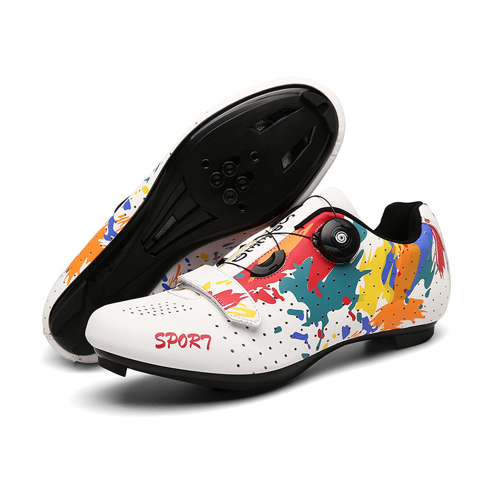 Unisex Cycling Shoes, Graffiti Road Bike MTB Bicycle Shoes, Spin Shoestring Compatible SPD Look Delta Cycle Riding Cleat