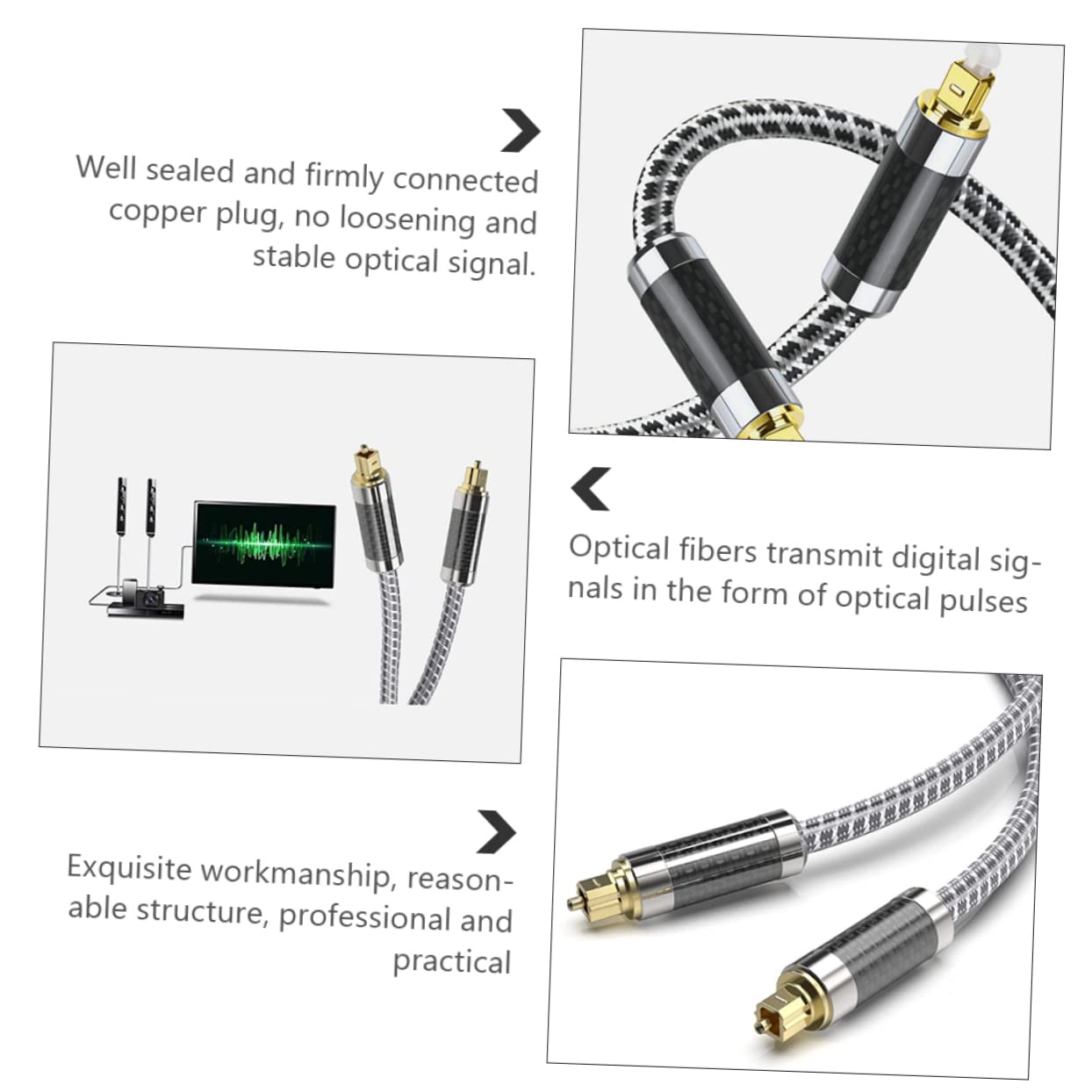 Artibetter Cavo Audio Ottico Digitale Nero 5 Metri in Fibra Ottica