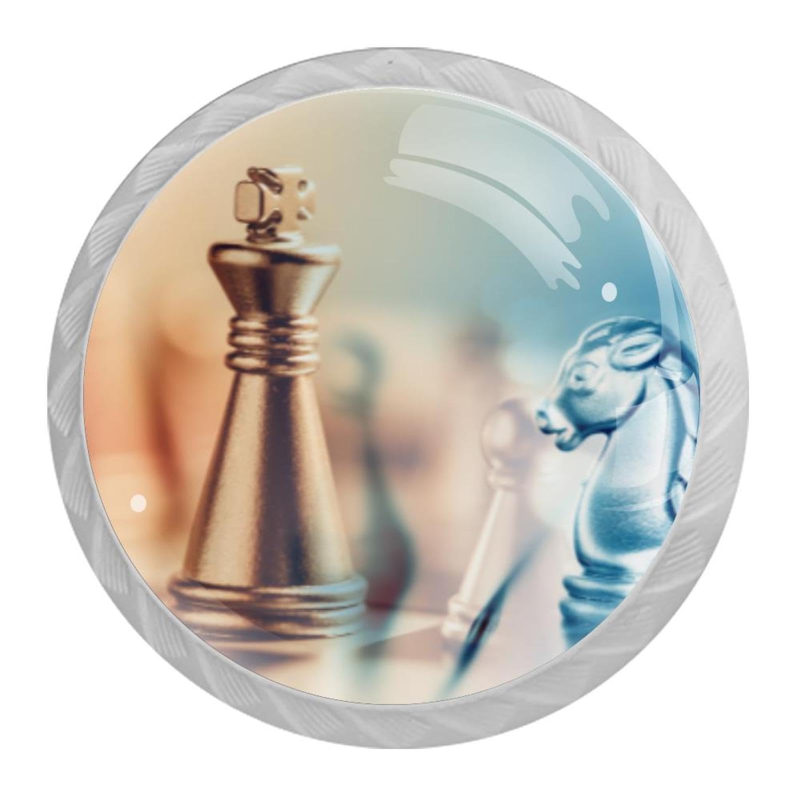 Tqmspg 4 Pieces Drawer Pulls Chess Door Knobs Dresser Handles for Kitchen Wardrobe Cupboard Hardware Furniture