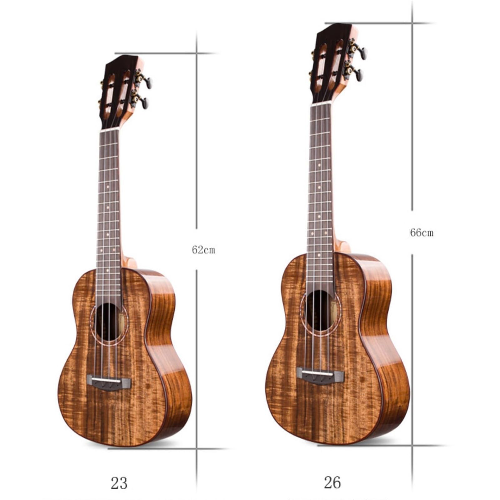 Ukulele Instrumenty Muzyczne Ukulele Dla Początkujących Dorosłych 23/26 Cali Drewno Akacjowe Z Twardym Futerałem Tunerem Paskiem Capo Łatwe Do Grania(26 inch)