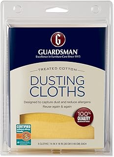 Guardsman Wood Furniture Dusting Cloths - 5 Pre-Treated Cloth - Captures 2x The Dust of a Regular Cloth, Specially Treated, No Sprays or Odors - 462700