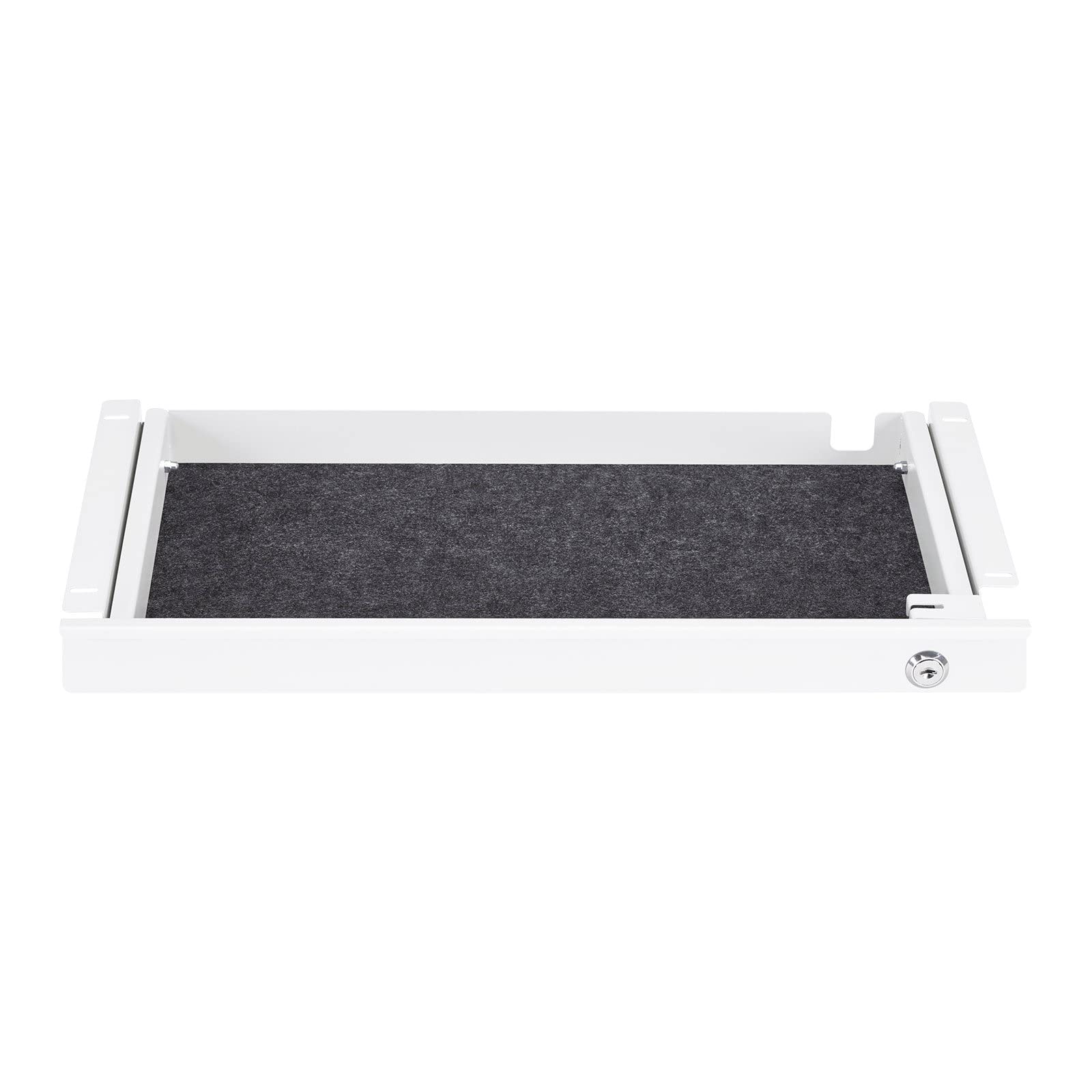 SOTECH Cajón bajo escritorio blanco con cerradura (500 x 265 x 45 mm) Cajón de escritorio con guías interiores separables