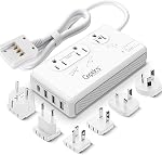 Ceptics Universal Travel Adapter kit, Dual USB (QC 3.0) + 2 US outlets + USB-C Cable, Use with Chargers, Cell Phones, Laptops, 6 Plug attachments for Worldwide use (Does Not Convert Voltage) (WPS-2B)