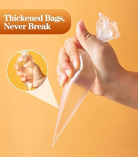 Miniatura 3 de Bolsas de tuberías desechables, 100 bolsas de 18 pulgadas y 100 bolsas de tuberías de 12 pulgadas, para decoración de pasteles, glaseado de crema y