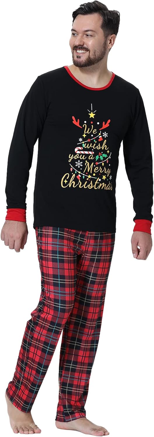 VENTELAN Family Matching Christmas Pajamas Set Holiday Santa Claus Sleepwear Xmas PJS Set for Couples and Kids - Image 7