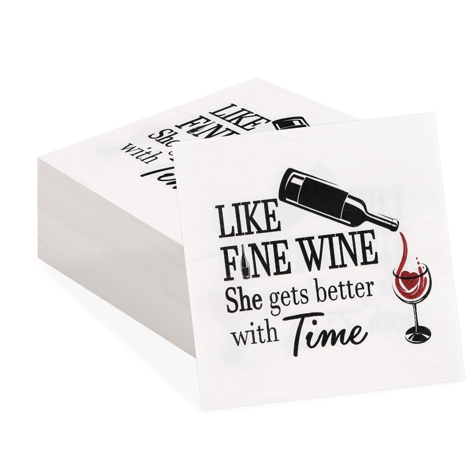 50Pcs Funny Cocktail Napkins 5 x 5 Inch 3Ply Like Fine Wine Beverage Napkin